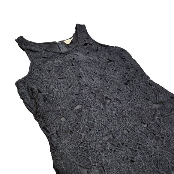 Japna Sheath Black Lace Dress Floral Embroidered Short Sleeveless Whimsigoth M - Picture 8 of 13